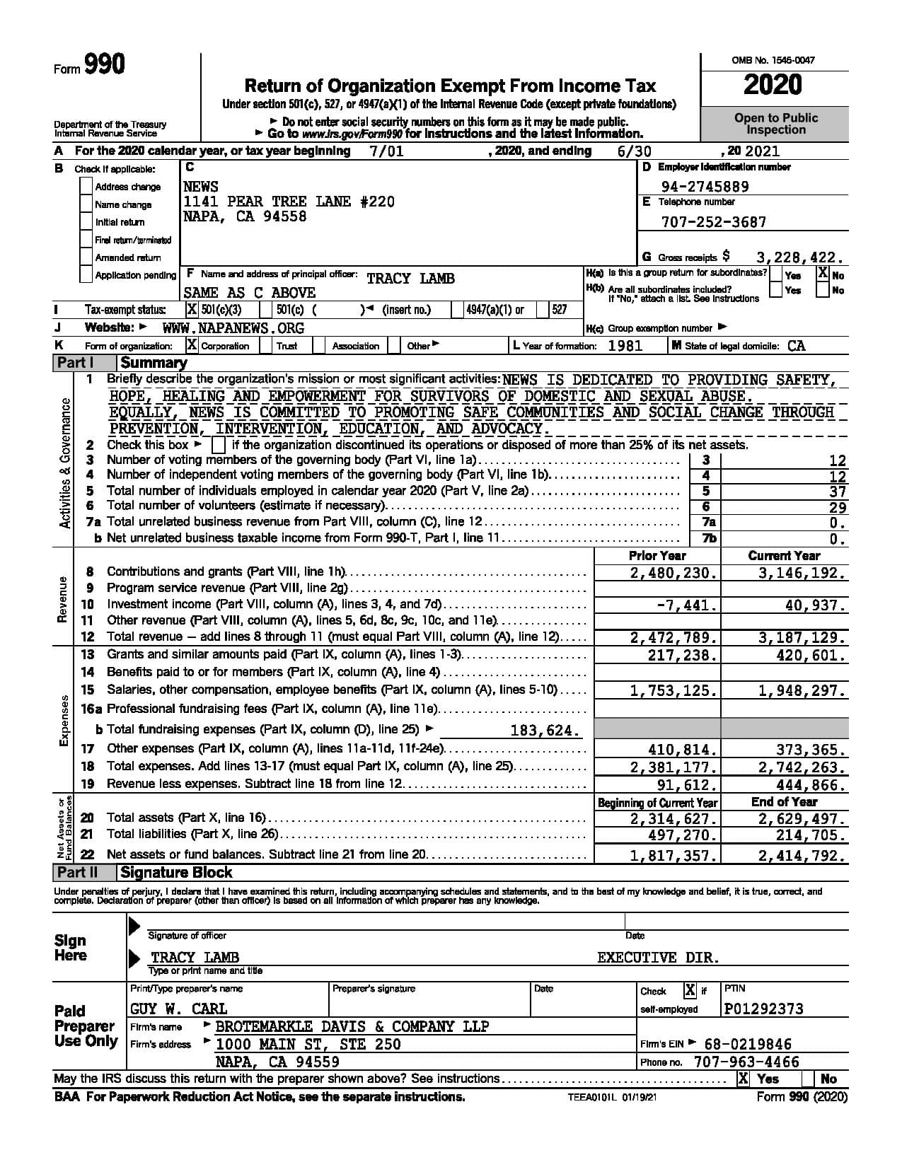 IRS Form 990 – 2020 (FY2021)